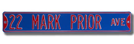 Steel Street Sign: "22 MARK PRIOR AVE"