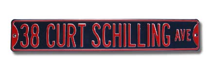 Steel Street Sign: "38 CURT SCHILLING AVE"