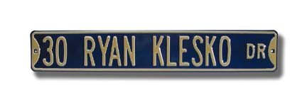Steel Street Sign:  "30 RYAN KLESKO DR"