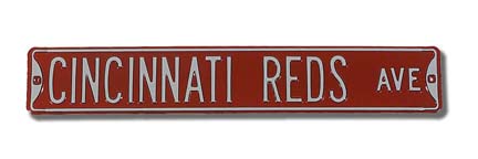 Steel Street Sign:  "CINCINNATI REDS AVE"