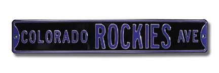 Steel Street Sign:  "COLORADO ROCKIES AVE"