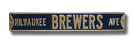 Steel Street Sign: "MILWAUKEE BREWERS AVE"