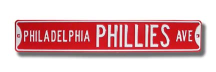 Steel Street Sign:  "PHILADELPHIA PHILLIES AVE"