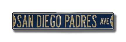 Steel Street Sign:  "SAN DIEGO PADRES AVE"