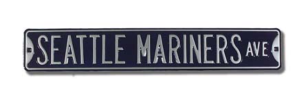 Steel Street Sign:  "SEATTLE MARINERS AVE"