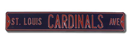 Steel Street Sign: "ST. LOUIS CARDINALS AVE" (Navy)