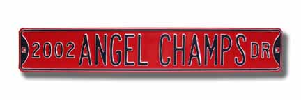 Steel Street Sign: "2002 ANGEL CHAMPS DR"