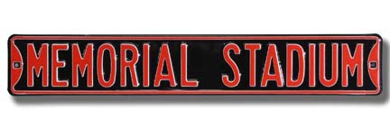 Steel Street Sign: "MEMORIAL STADIUM"