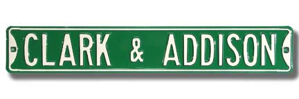 Steel Street Sign: "CLARK & ADDISON"
