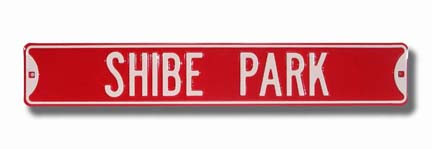 Steel Street Sign:  "SHIBE PARK"