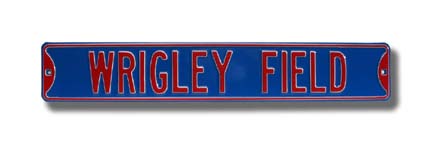 Steel Street Sign: "WRIGLEY FIELD" (Chicago Cubs Colors)