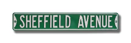 Steel Street Sign:  "SHEFFIELD AVENUE"