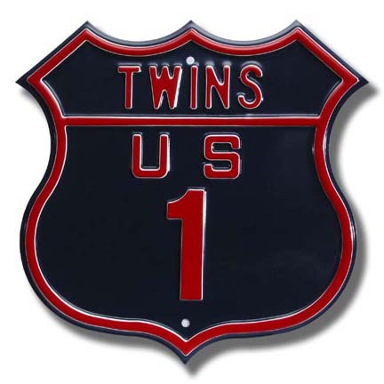 Steel Route Sign:  "TWINS US 1"