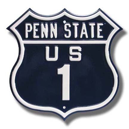 Steel Route Sign:  "PENN STATE US 1"