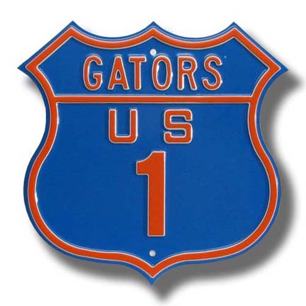 Steel Route Sign:  "GATORS US 1"