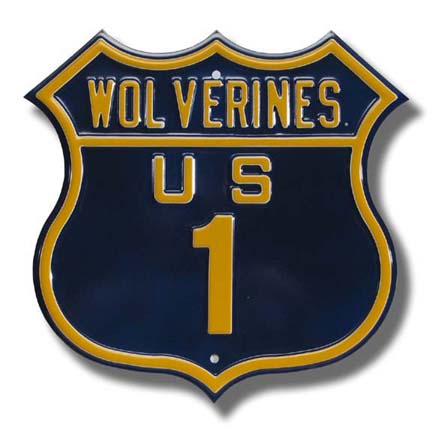 Steel Route Sign:  WOVERINES US 1"