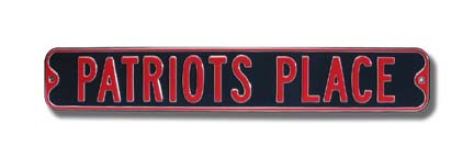 Steel Street Sign:  "PATRIOTS PLACE"