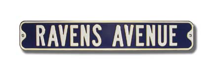 Steel Street Sign: "RAVENS AVENUE"