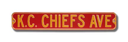 Steel Street Sign: "K.C. CHIEFS AVE"