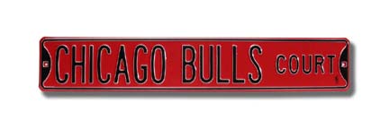 Steel Street Sign:  "CHICAGO BULLS COURT"