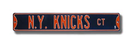 Steel Street Sign:  "N.Y. KNICKS CT"