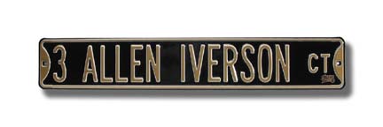 Steel Street Sign:  "3 ALLEN IVERSON CT"