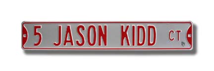 Steel Street Sign:  "5 JASON KIDD CT"