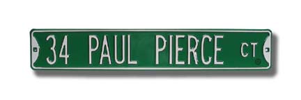 Steel Street Sign:  "34 PAUL PIERCE CT"