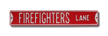 Steel Street Sign: "FIREFIGHTERS LANE"