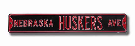 Steel Street Sign: "NEBRASKA HUSKERS AVE"