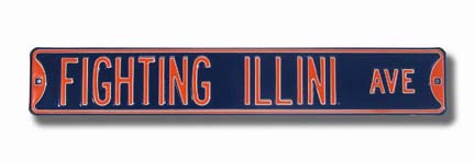 Steel Street Sign: "FIGHTING ILLINI AVE" (Navy)