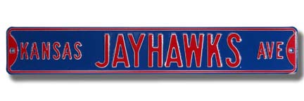 Steel Street Sign: "KANSAS JAYHAWKS AVE"