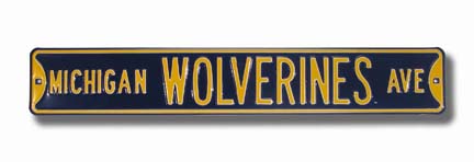 Steel Street Sign: "MICHIGAN WOLVERINES AVE"
