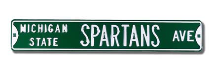 Steel Street Sign: "MICHIGAN STATE SPARTANS AVE"