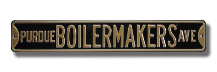 Steel Street Sign:  "PURDUE BOILERMAKERS AVE" (Black)