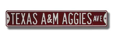 Steel Street Sign:  "TEXAS A&M AGGIES AVE"