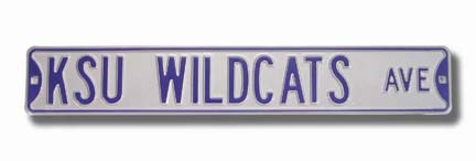 Steel Street Sign:  "KSU WILDCATS AVE" (Silver)