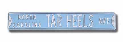 Steel Street Sign: "NORTH CAROLINA TAR HEELS AVE"