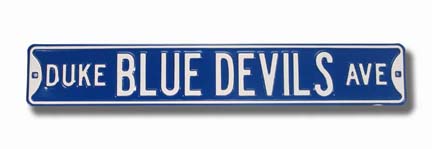 Steel Street Sign: "DUKE BLUE DEVILS AVE"