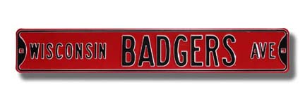 Steel Street Sign: "WISCONSIN BADGERS AVE"