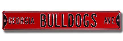 Steel Street Sign: "GEORGIA BULLDOGS AVE" (Red)