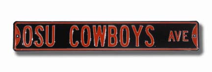 Steel Street Sign:  "OSU COWBOYS AVE" (Black)