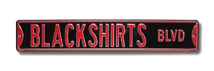 Steel Street Sign:  "BLACKSHIRTS BLVD"