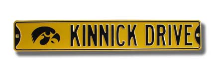 Steel Street Sign:  "KINNICK DRIVE" with Tigerhawk Logo