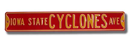 Steel Street Sign: "IOWA STATE CYCLONES AVE"