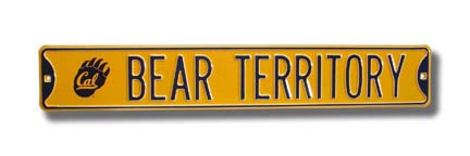 Steel Street Sign:  "BEAR TERRITORY" with Cal Paw Logo