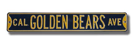 Steel Street Sign:  "CAL GOLDEN BEARS AVE" (Navy)