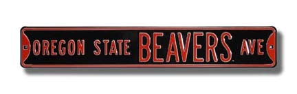 Steel Street Sign:  "OREGON STATE BEAVERS AVE"