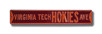 Steel Street Sign:  "VIRGINIA TECH HOKIES AVE"