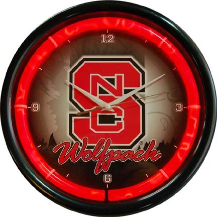North Carolina State Wolfpack Plasma Neon Clock
